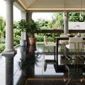 Nero Marquina Marble Tile 18x18 Polished — Covered Patio floor