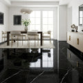 Nero Marquina Marble Tile 18x18 Polished — Dining Room floor