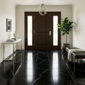 Nero Marquina Marble Tile 18x18 Polished — Foyer floor
