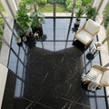 Nero Marquina Marble Tile 18x18 Polished — Sunroom floor