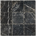 Nero Marquina Marble Tile 4x4 Tumbled close-up