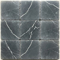 Nero Marquina Marble Tile 6x6 Tumbled close-up