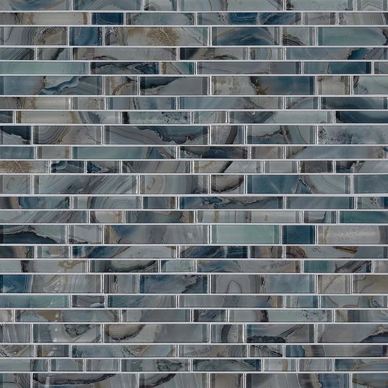 Night Sky Interlocking Pattern Misc. Glass Mosaic Tile