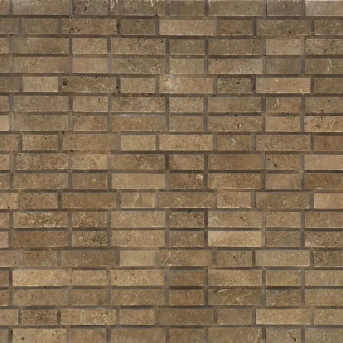 Noce 1x2 Split-Face Travertine Mosaic Tile