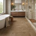 Noce 18x36 Filled Honed Travertine Tile — Primary Bath floor