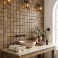 Noce 1x1 Square Tumbled Travertine Mosaic — Spa spa interior