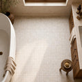 Noce 1x1 Tumbled Travertine Mosaic Tile — Bathroom floor