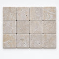 Noce 1x1 Tumbled Travertine Mosaic Tile close-up