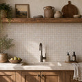 Noce 1x1 Tumbled Travertine Mosaic Tile — Kitchen backsplash