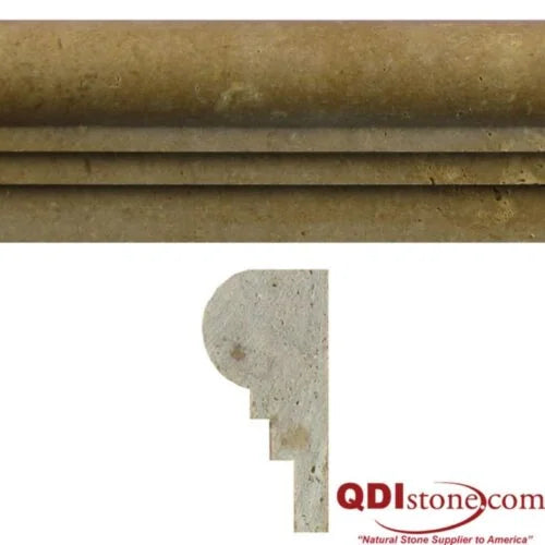 Single Ogee Noce 2x12x1 Unfilled & Honed Travertine Single Ogee Trim — Solidshape