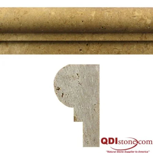 Single Ogee Noce 2x12x1 Unfilled & Honed Travertine Single Ogee Trim — Solidshape
