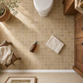 Noce 2x2 Tumbled Travertine Mosaic Tile — Bathroom floor