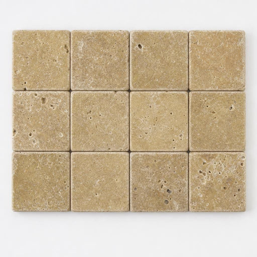 Noce 2x2 Tumbled Travertine Mosaic Tile close-up