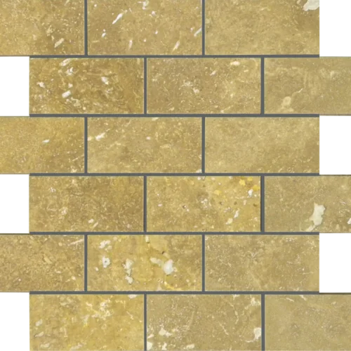 Noce 2x4 Filled & Honed Travertine 3D Mosaic Tile