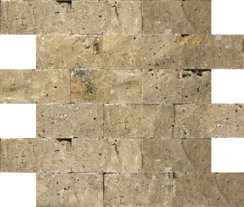 Noce 2x4 Split-Face Travertine Mosaic Tile