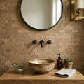Noce 2x4 Subway Splitface Travertine Mosaic — Powder Room wall