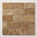 Noce 2x4 Subway Tumbled Travertine Mosaic close-up