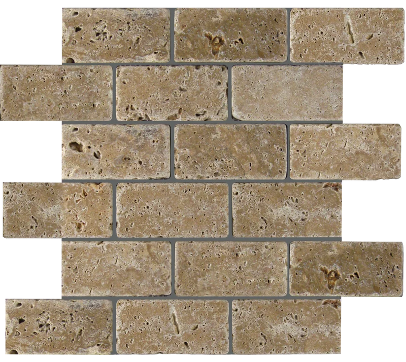 Noce 2x4 Tumbled Travertine Mosaic Tile