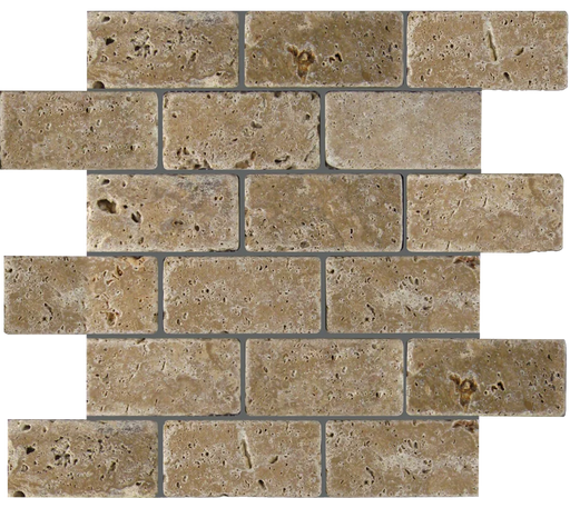 Noce 2x4 Tumbled Travertine Mosaic Tile