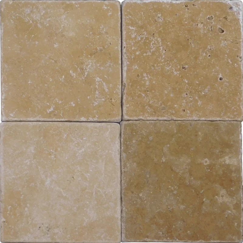 Noce 4x4 Tumbled Travertine Tile