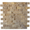Noce 1x2 Split-Face Travertine Mosaic Tile