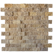 Noce 1x2 Split-Face Travertine Mosaic Tile