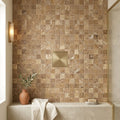 Noce (Antalya) Travertine 1x1 Filled & Honed Travertine Mosaic — Bathroom shower floor
