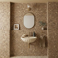 Noce (Antalya) Travertine 1x1 Filled & Honed Travertine Mosaic — Powder Room wall