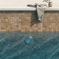 Noce (Antalya) Travertine 1x1 Filled & Honed Travertine Mosaic — Swimming Pool pool interior tiling