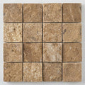 Noce (Antalya) Travertine 1x1 Split-faced (Hi-Low) Travertine Mosaic close-up