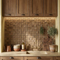 Noce (Antalya) Travertine 1x1 Split-faced (Hi-Low) Travertine Mosaic — Kitchen backsplash