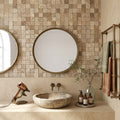Noce (Antalya) Travertine 1x1 Split-faced Travertine Mosaic — Bathroom shower wall