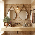 Noce (Antalya) Travertine 1x1 Tumbled Travertine Mosaic — Bathroom shower wall