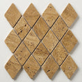 Noce (Antalya) Travertine 1x2 Tumbled Travertine Diamond / Rhomboid Mosaic close-up