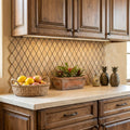 Noce (Antalya) Travertine 1x2 Tumbled Travertine Diamond / Rhomboid Mosaic — Kitchen backsplash