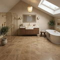 Noce (Antalya) Travertine 12x12 Filled & Honed Travertine Tile — Bathroom floor
