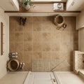 Noce (Antalya) Travertine 12x12 Filled & Honed Travertine Tile — Mudroom floor