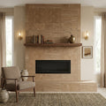 Noce (Antalya) Travertine 12x24 Filled & Honed Travertine Tile — Living Room fireplace surround