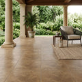 Noce (Antalya) Travertine 18x18 Filled & Honed Travertine Tile — Covered Patio floor