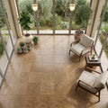 Noce (Antalya) Travertine 18x18 Filled & Honed Travertine Tile — Sunroom floor