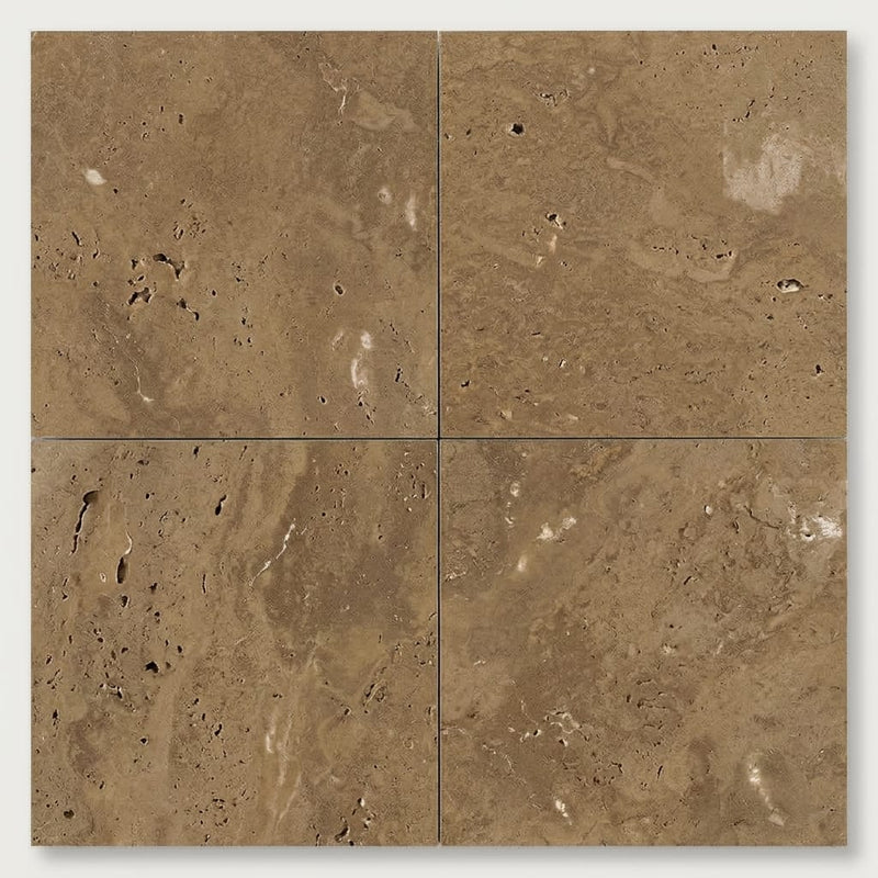 Noce (Antalya) Travertine 18x18 Filled & Polished Travertine Tile close-up