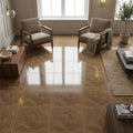 Noce (Antalya) Travertine 18x18 Filled & Polished Travertine Tile — Family Room floor