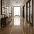 Noce (Antalya) Travertine 18x18 Filled & Polished Travertine Tile — Hallway floor