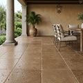 Noce (Antalya) Travertine 18x18 Tumbled Travertine Tile — Covered Patio floor