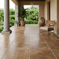 Noce (Antalya) Travertine 18x18 Unfilled, Brushed & Chiseled Travertine Tile — Covered Patio floor