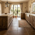 Noce (Antalya) Travertine 18x18 Unfilled, Brushed & Chiseled Travertine Tile — Kitchen floor