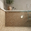 Noce (Antalya) Travertine 2x2 Filled & Honed Travertine Mosaic — Swimming Pool pool interior tiling