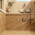 Noce (Antalya) Travertine 2x2 Tumbled Travertine Mosaic — Swimming Pool pool interior tiling