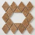 Noce (Antalya) Travertine 2x4 Tumbled Travertine Diamond / Rhomboid Mosaic close-up