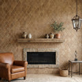 Noce (Antalya) Travertine 2x4 Tumbled Travertine Diamond / Rhomboid Mosaic — Living Room accent wall